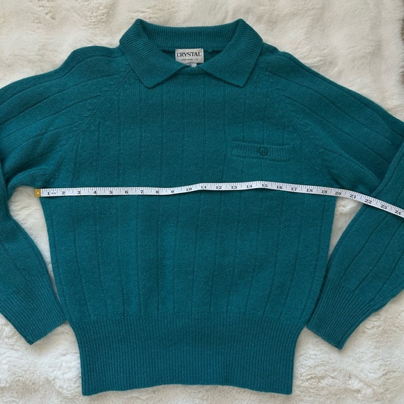 Crystal Sportswear Lambwool/Angora Blend Turquoise Crew Neck Vintage Sweater-M - Picture 11 of 14